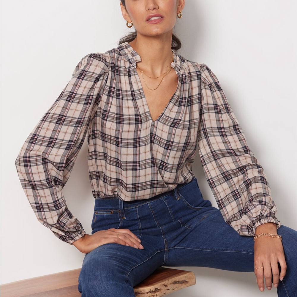 EVEREVE Skylar Plaid Blouse